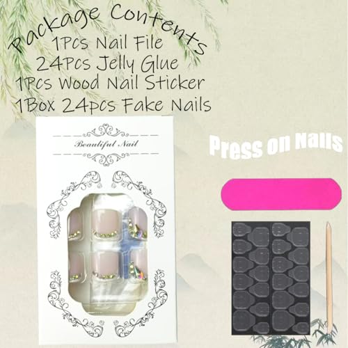 Short Press on Toenails White French Tip Square False Toenails