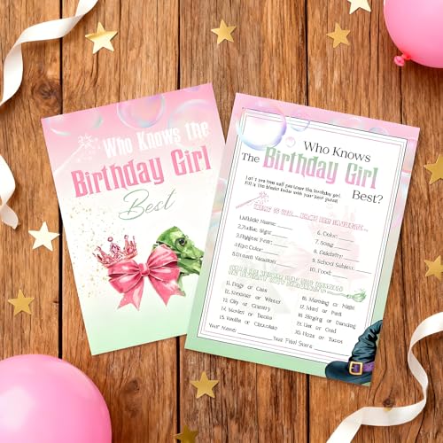 24 Interactive Witch-Themed Birthday Game Cards for Girls