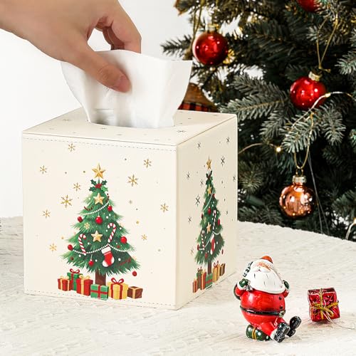 Luxspire Christmas Tissue Box Cover Holder Magnetic Christmas Tree
