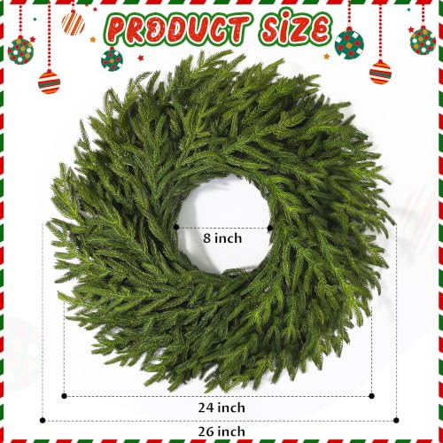 26-Inch Norfolk Pine Wreath - Artificial Christmas Wreath for Front Door - Variation of THIS listing
