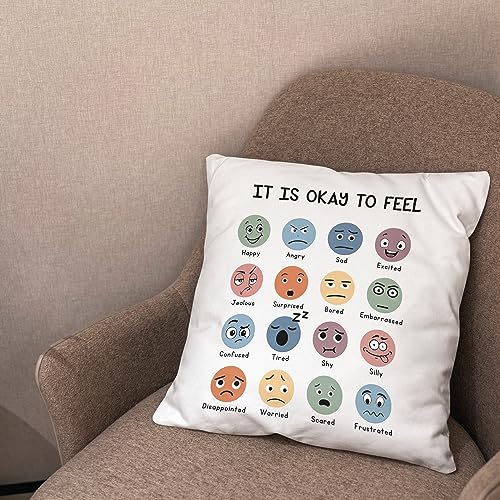 Emotions Pillow Cover 18x18 - Cozy Flannel Design for Kids Rooms