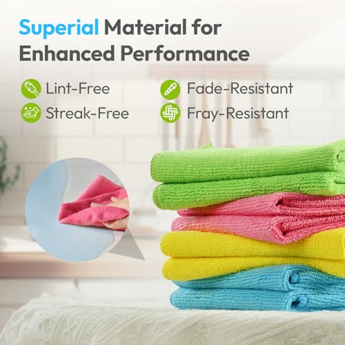 Tekswip Assorted Microfiber Cleaning Cloths 12 Pack 12x12 Inch Reusable & Lint-Free