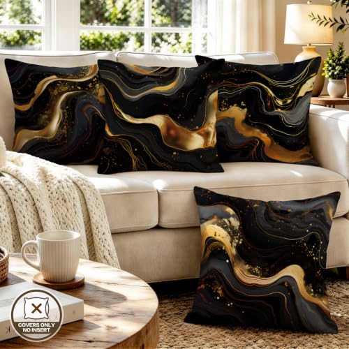 ORMAN Marble Throw Pillow Covers 18x18, Set of 4 Double-Sided Cushion Cases