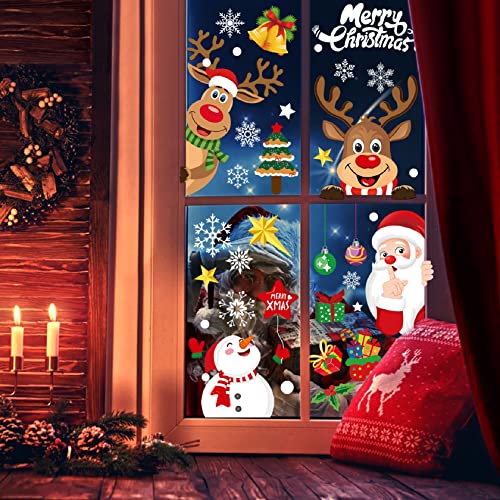 Christmas Window Clings 256pcs Holiday Decals Reusable Double-Sided Window Decorations