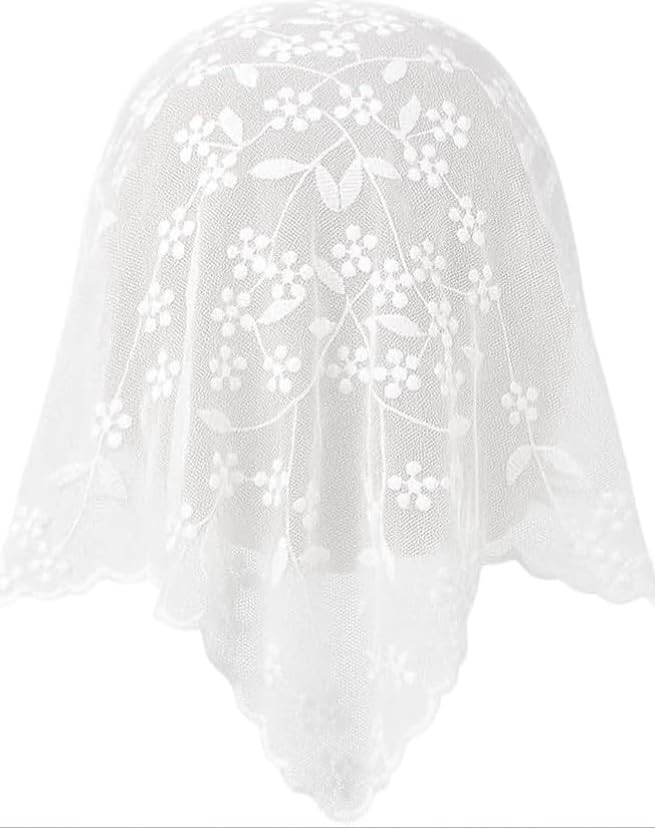 White Lace Flower Triangle Headband Elegant Women Sunproof Bandana