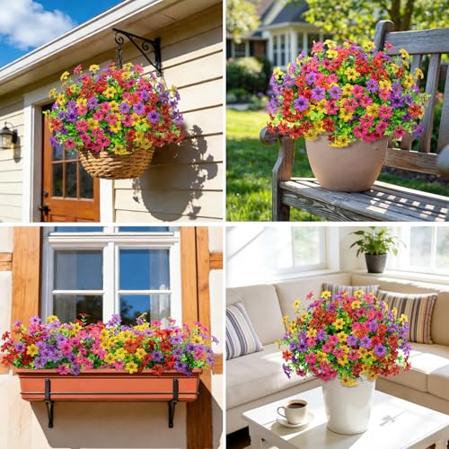 Besteek 20 Bundles Artificial Flowers for Outdoors, Mixed Color UV Resistant