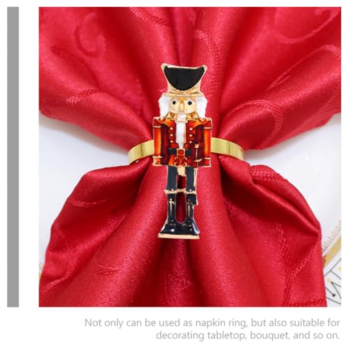 6pcs Metal Nutcracker Napkin Rings Christmas Napkin Holders Holiday Decor