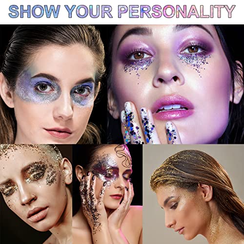 XIAMOFUZHOU Body Glitter Gel - 6 Colors Chunky Face, Hair & Body Shimmer