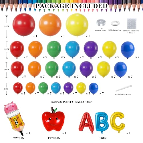 Jenlion 154pc Balloon Garland Arch Kit - Colorful Party Decorations