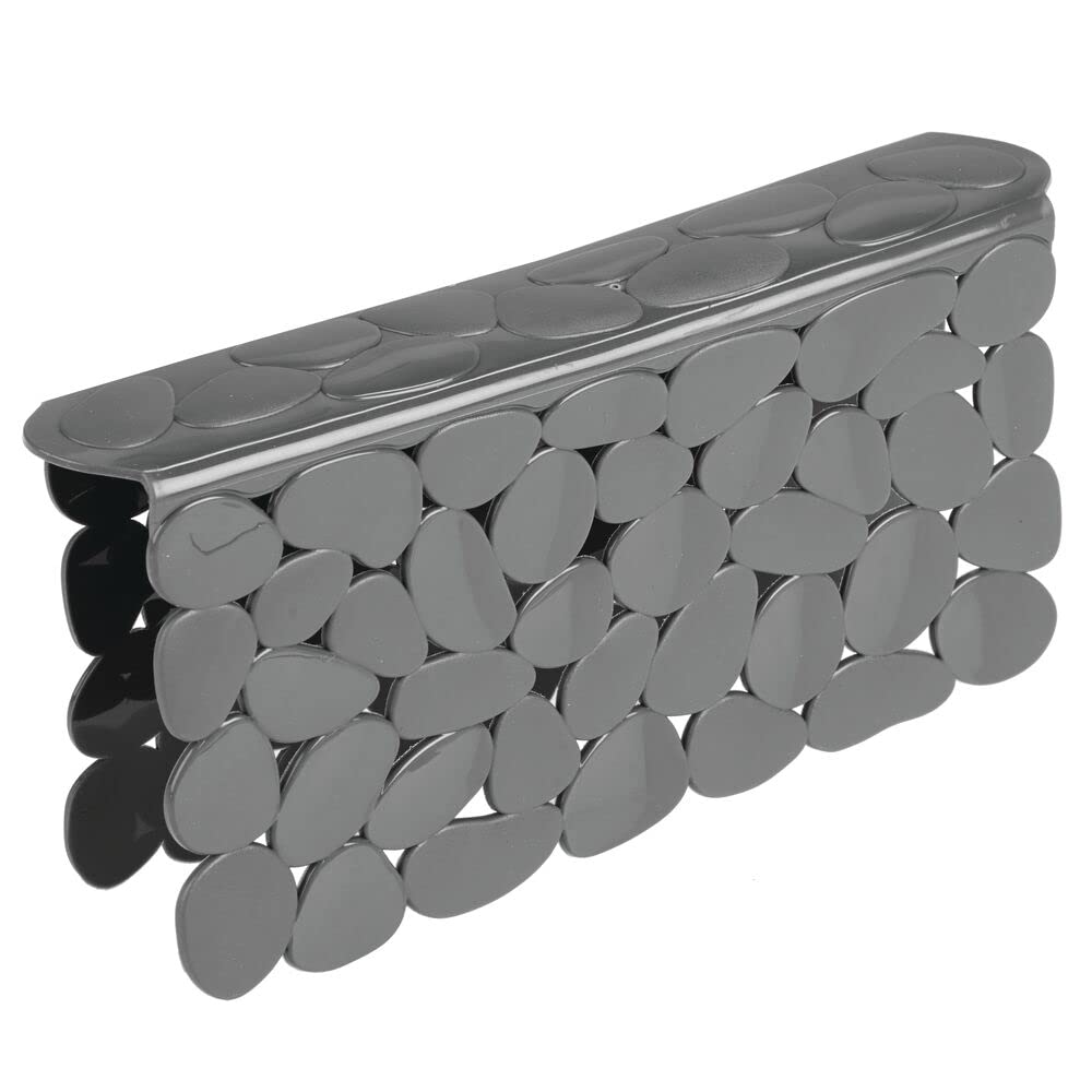 mDesign Adjustable Kitchen Sink Dish Drying Mat/Grid - Soft Plastic Sink Protector, Cushions Sinks, Dishes - Quick Draining Pebble Design - Includes 1 Saddle, 2 Large Mats - Set of 3 - Charcoal Gray