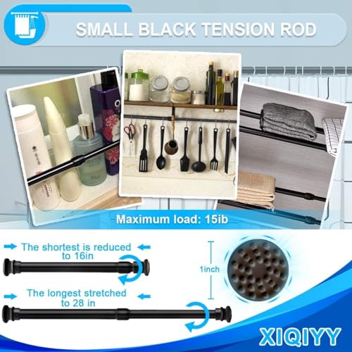 XIQIYY Black Tension Shower Rod, 16.8-26 Inch Adjustable Spring Rod