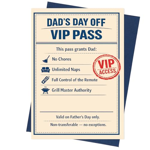 VIP Dad Pass Funny Father's Day Card - 5x7 Greeting Card