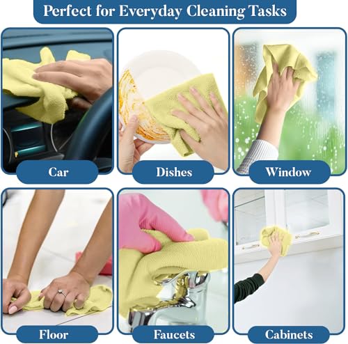 DAN RIVER Microfiber Cleaning Cloths - 30 Pack, 12x12 Inch Lint-Free Towels for Home & Car Cleaning
