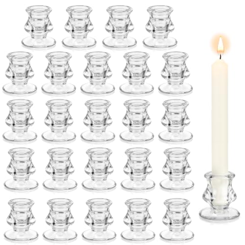 24 Pack Clear Glass Candle Holders Taper Candle Display for Weddings & Events - Variation of THIS listing