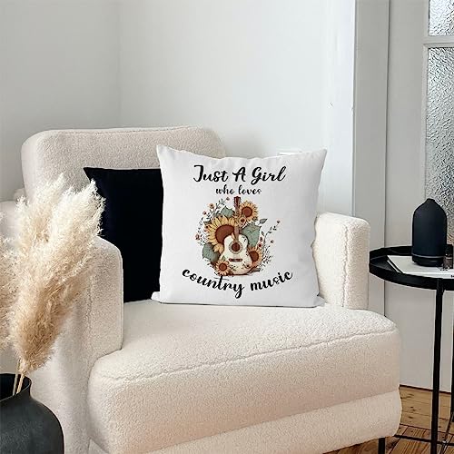 Just a Girl Who Loves Country Music 18x18 Flannel Throw Pillow Cover