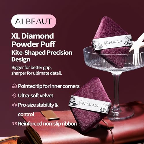 Albeaut Large Velour Powder Puff for Makeup, Diamond Soft Sponge
