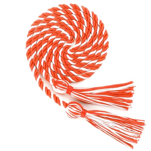 Slergut Orange and White Graduation Honor Cords with Tassels 67" Long