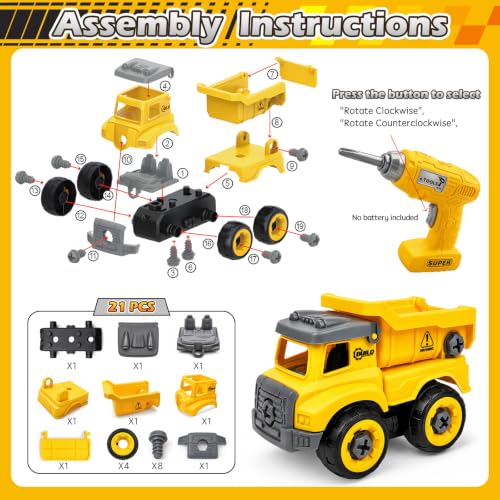 Kids Construction Vehicle Advent Calendar 2026 - 24 DIY Building STEM Toys