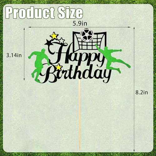 Soccer Happy Birthday Cake Topper - Glitter Sports Theme Decoration