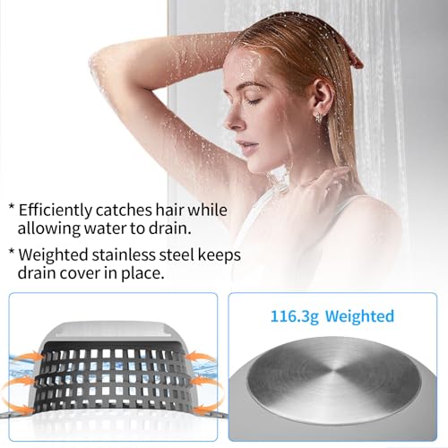 Aluvor Shower Drain Hair Catcher Cover Silver Grey for Bathtub & Sink
