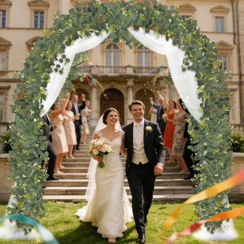 HUZIYAHAN Green Eucalyptus Garland Faux Silk Leaves 5.5 FT Indoor Outdoor Decoration