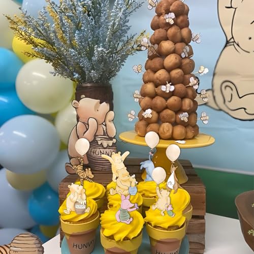 48pcs Pooh Cupcake Toppers for Baby Shower & Birthday Decorations