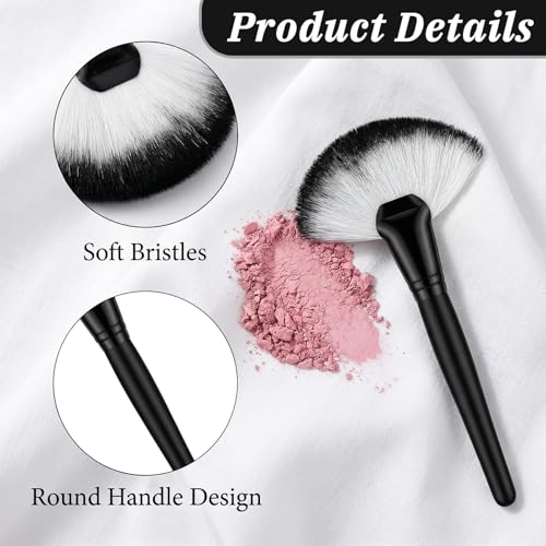 Ymapinc 2-Piece Fluffy Fan Makeup Brush Set for Highlighter & Powder
