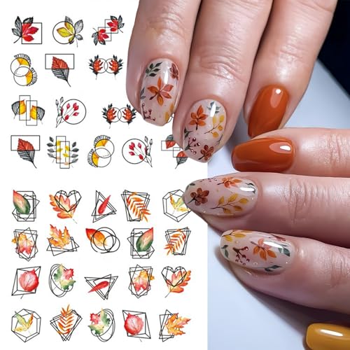12Pcs Fall Fall Nail Art Stickers Autumn Water Decals Thanksgiving
