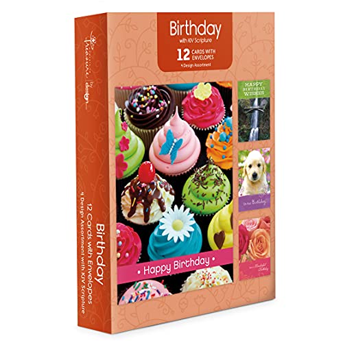 Religious Birthday Card Assortment Box Set - 12 Cards with Envelopes