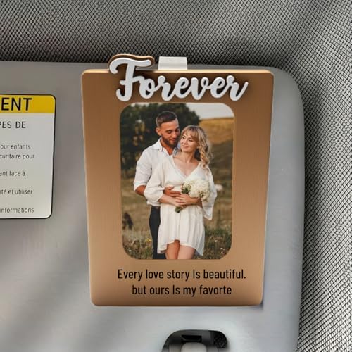 Car Visor Clip Photo Frame - 4.8 Inch Wooden Picture Holder