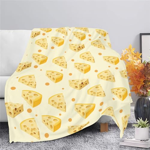 Cheese Throw Blanket 60x50 Inches Cozy Fuzzy Plush Fleece Warm Bedding Gift for Man Woman