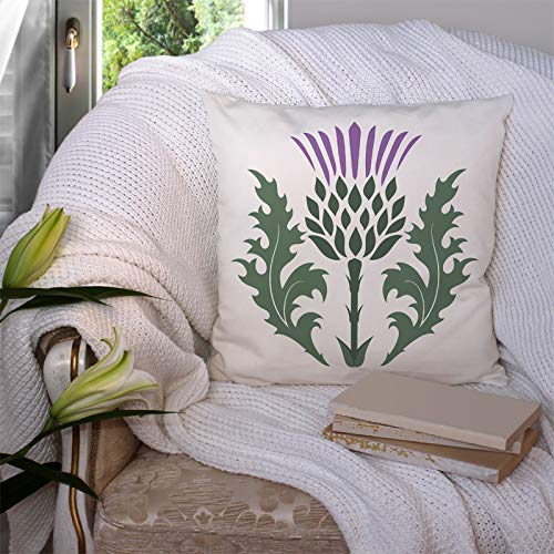 18x18 Green Blossom Thistle Cotton Linen Throw Pillow Cover - VERSUSWOLF