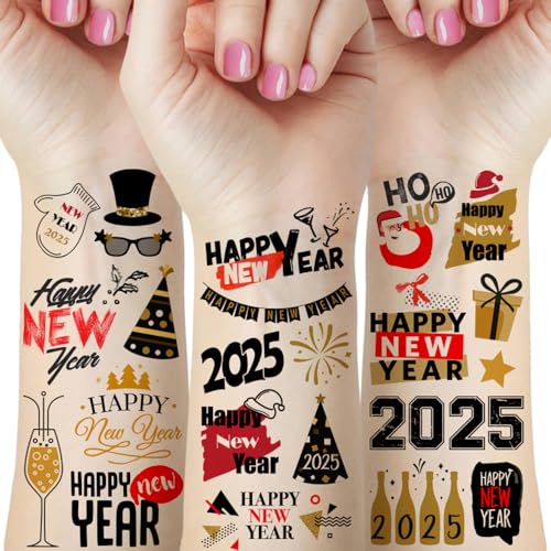 2025 New Years Eve Party Temporary Tattoos Supplies