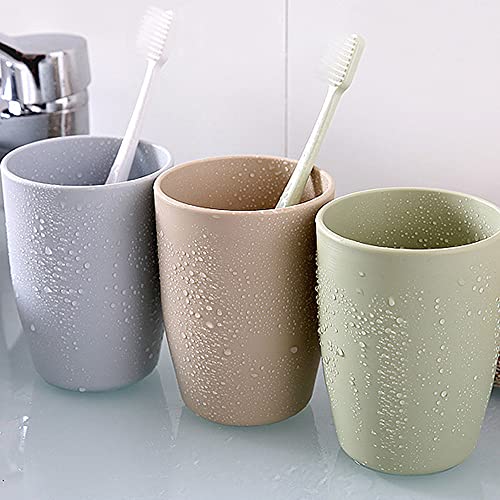 ALINNA Reusable Bathroom Tumbler Cup Set - 400ml Wheat Straw (3 Pack)