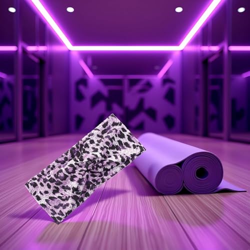 SelHeng Leopard Print Cross Elastic Headbands 2Pcs Gray Gym Hairband