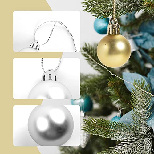 Set of 24 Mini Silver Christmas Ornaments Shatterproof Tree Decorations