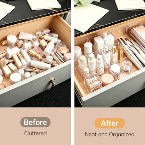 Clear Acrylic 3-Compartment Makeup Organizer Tray for Vanity Storage