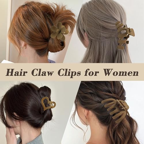 GraLigLuxu 4-Pack Matte Hair Claw Clips for Thick and Thin Hair