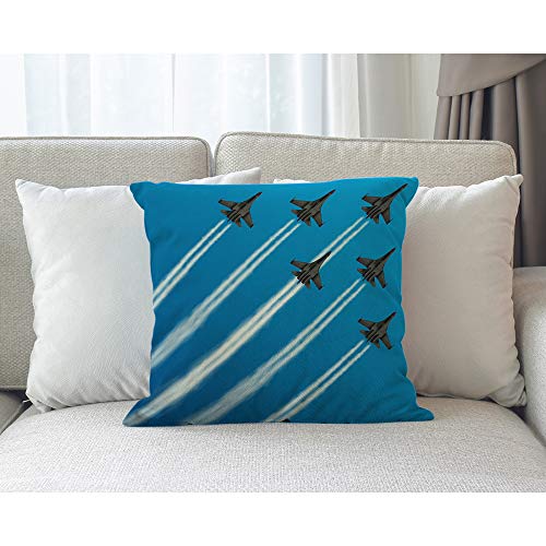 Military Fighter Jets Throw Pillow Cover – 18x18 Inch Cotton Linen