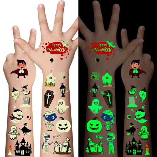 Awinmay Glow in the Dark Halloween Temporary Tattoos for Kids, 360 Pcs