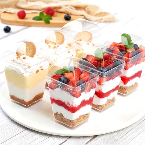 75 Pcs 5 oz Mini Dessert Cups with Dome Lids & Spoons - Perfect for Parties