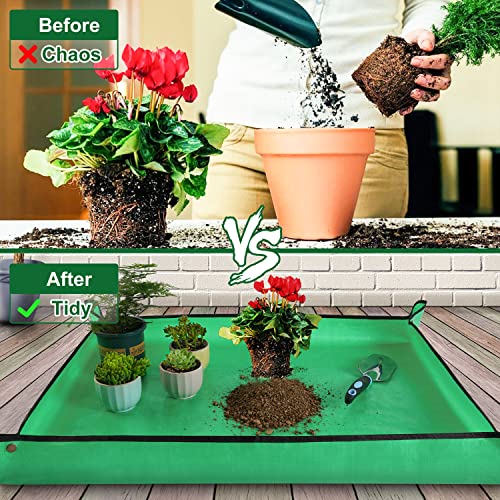 Large 39.5" x 31.5" Pale Green Repotting Mat for Indoor Plants
