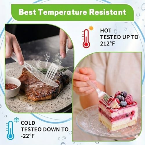 Fracurs 120 Count Heavy Duty Plastic Forks, 7.1" Premium Disposable Cutlery