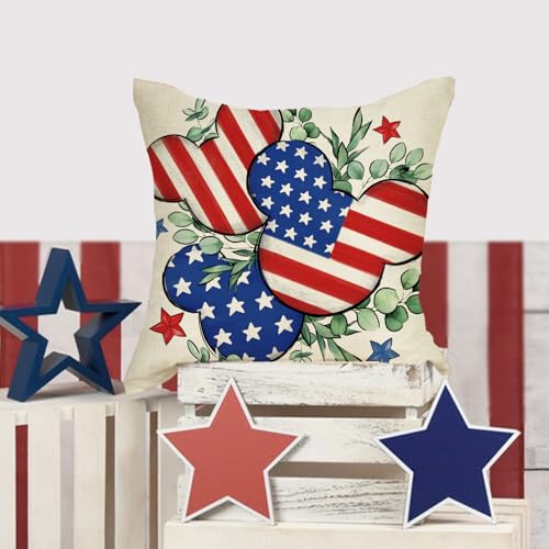 4th of July Decorative Throw Pillow Covers 16" x 16" (Set of 4)