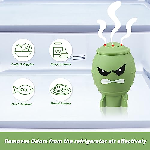 KOLUTI Bomb-Shape Fridge Deodorizer - Reusable Baking Soda Holder, Cute Silicone Freezer Odor Absorber