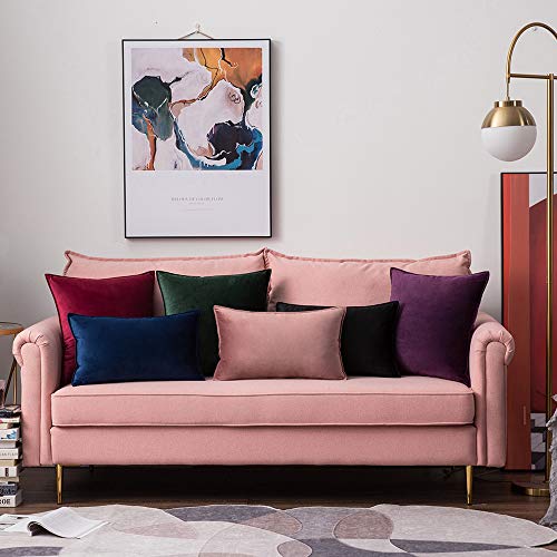 MIULEE Army Green Velvet Throw Pillow Covers 20x20 Inches - Pack of 2
