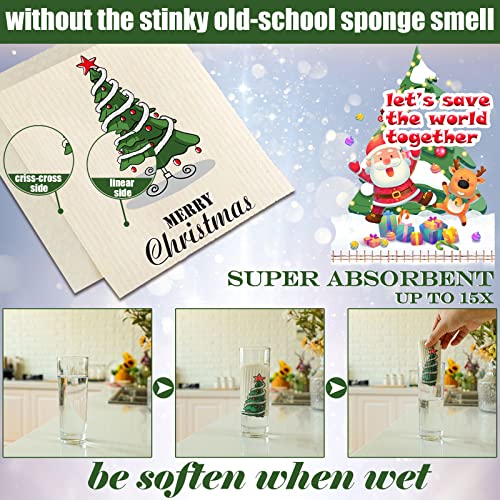 CHENGU 6 Pcs Cute Style Christmas Dishcloths - Reusable & Absorbent