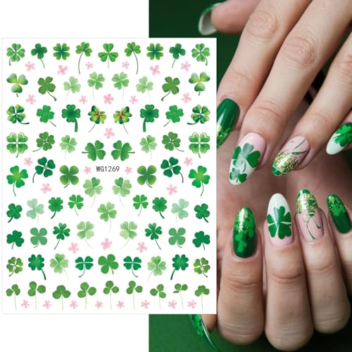 St. Patrick's Day Nail Stickers - 8 Sheets Lucky Shamrock Decals