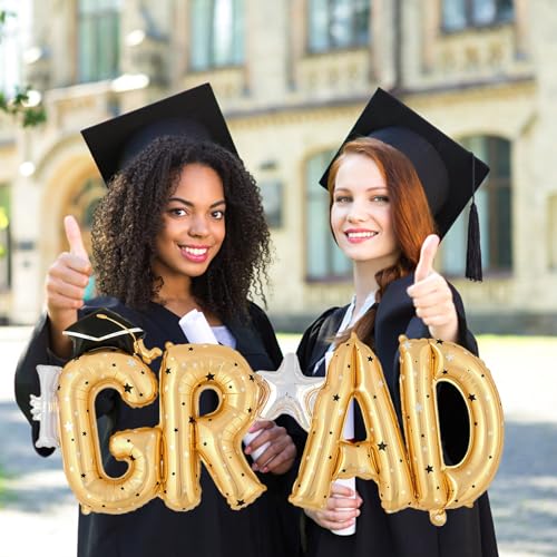Gold GOER Large Congrats Grad Foil Balloons for 2026 Graduation