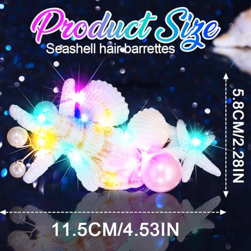 Light Up Starfish Hair Barrettes LED Mermaid Hair Clips
